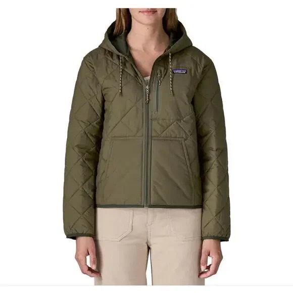 Patagonia Diamond Quilted Bomber Hoody Jacket Women's Size L NWT Basin Green - Picture 2 of 9